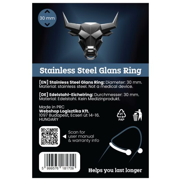 Nerđajući čelični prsten za odlaganje ejakulacije (30mm)