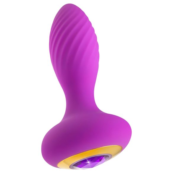 Oh My Gem - Vibrirajući analni čep sa kristalom (ljubičasti)