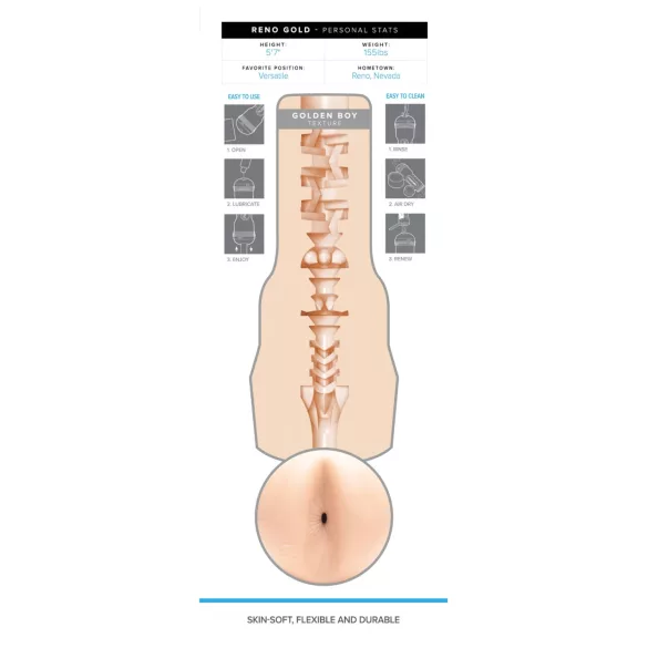 Fleshjack Reno Gold - realistični masturbator za zadnjicu (naturalan)