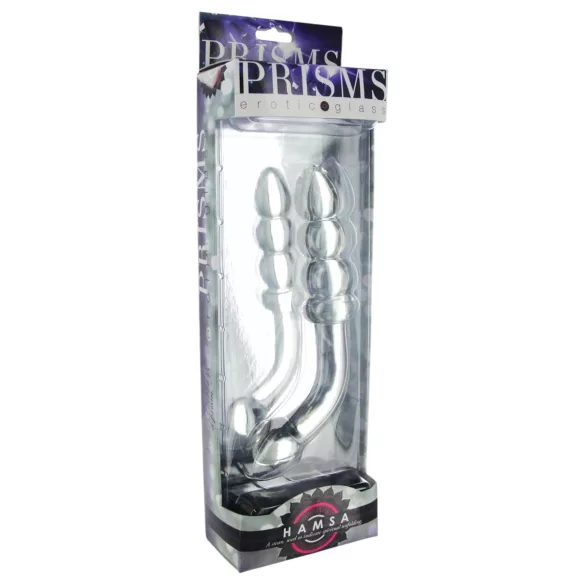 Prisms Hamsa - dvostrani stakleni dildo za G-tačku (prozirno)