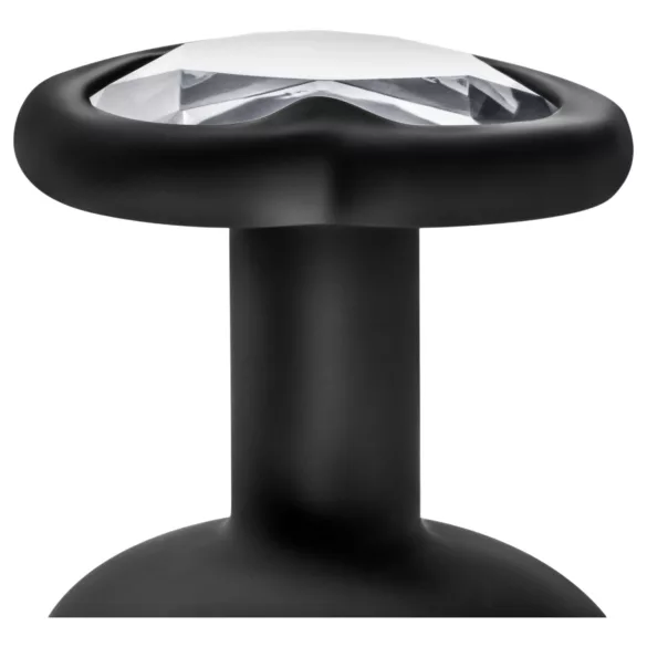 Temptasia S - crni analni plug sa srebrnim srcem - mali