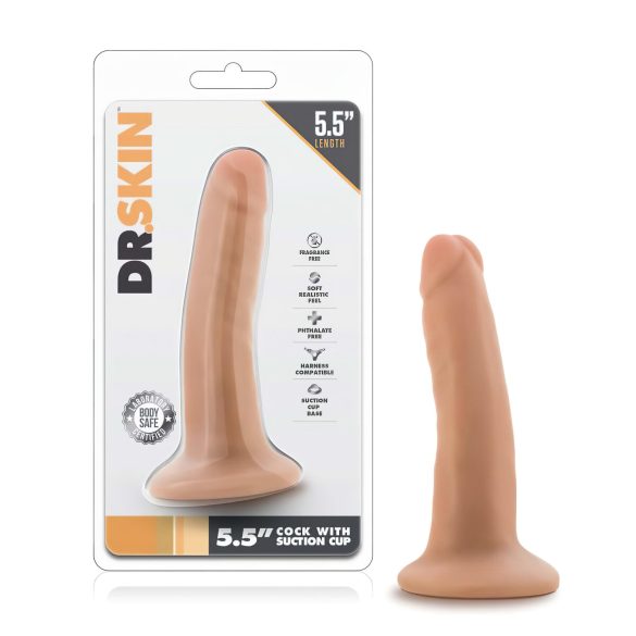 Dr. Skin 5,5 - Pravi dildo sa vakumom - prirodna boja (14cm)