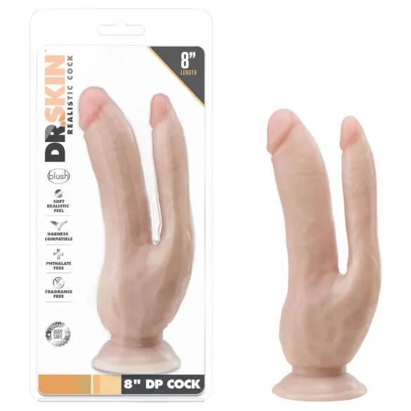 Dr. Skin 8 - Dupli Dildo sa Vakuumom (Natur)