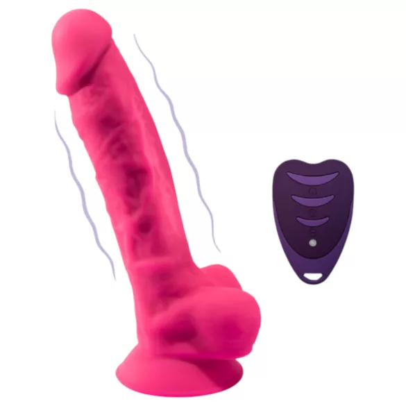 Silexd - vibrirajući dildo sa testisima i daljinskim upravljačem (roze)