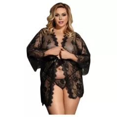 Subblime Queen Plus - crni čipkani negliže set (XL-2XL)