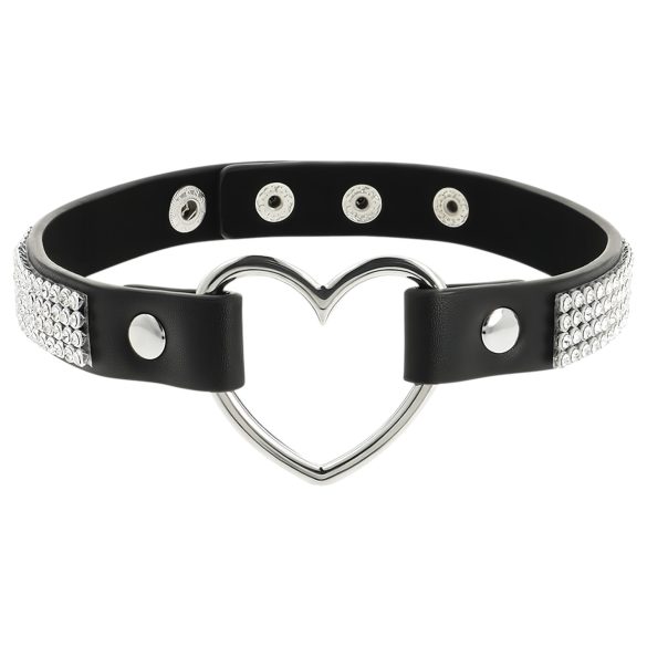 Coquette - choker s priveskom srca od kristala (crna)