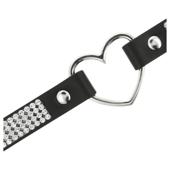 Coquette - choker s priveskom srca od kristala (crna)
