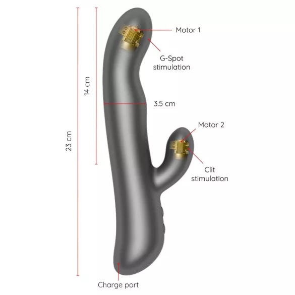 Oninder Oslo - rotirajući vibrator sa fleksibilnom klitorisnom ručicom (crni)