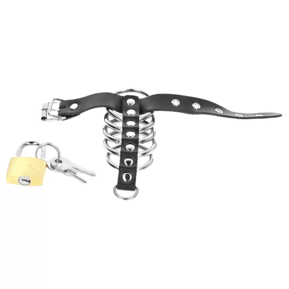 Kink - prsten za penis sa metalnim prstenovima (crna)