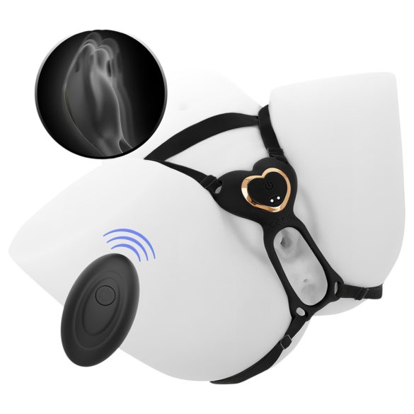 IBIZA - vibrirajući stimulator klitorisa na kaiš (crni)