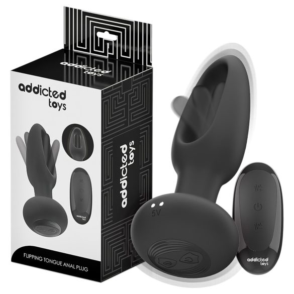 Addicted Toys - pokretni jezični analni vibrator (crni)