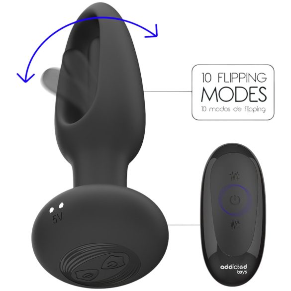 Addicted Toys - pokretni jezični analni vibrator (crni)