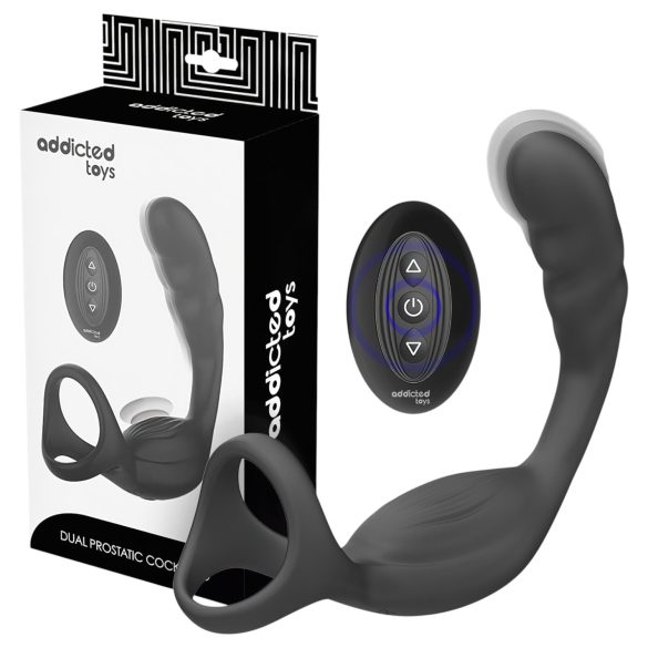 Addicted Toys - analni vibrator s prstenom za penis i testise (crni)