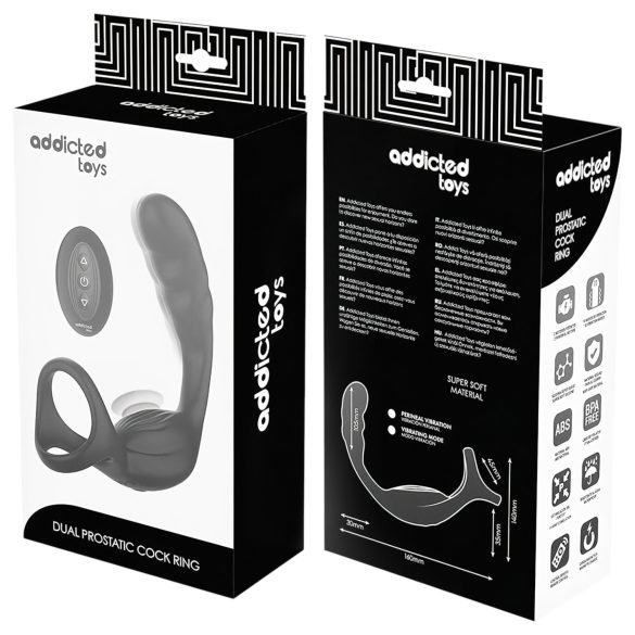 Addicted Toys - analni vibrator s prstenom za penis i testise (crni)