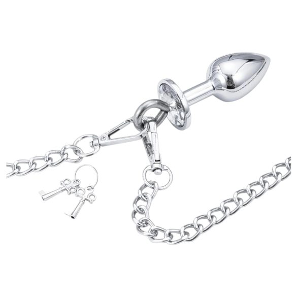 LateToBed BDSM - lisice sa analnim čepom (srebrne)