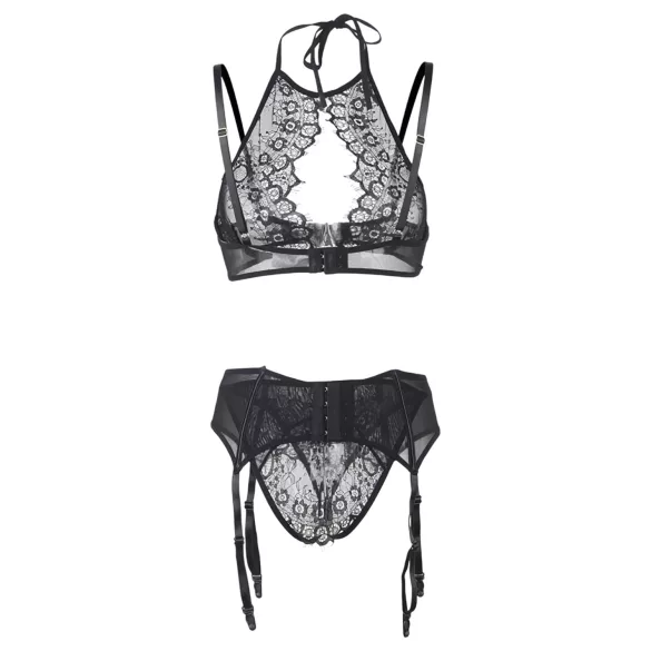 Adalet Evelyn - Trodelni set donjeg veša od čipke (crni) - L/XL