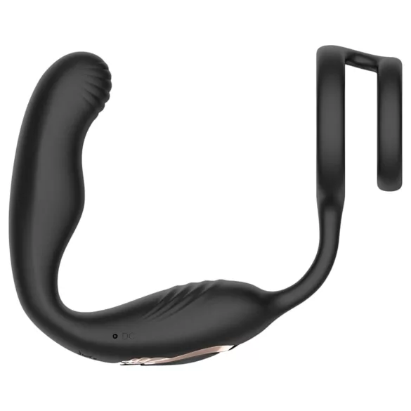 IntoYou Bruce - rotirajući prostatni vibrator sa daljinskim upravljačem i dvostrukim prstenom (crni)