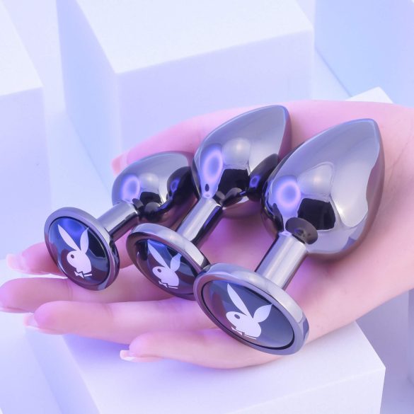 Playboy analni set - 3 dela (srebrni)