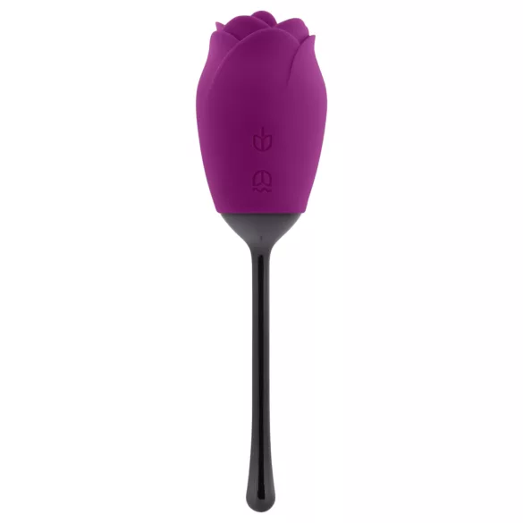 Playboy - vodootporni vibrator s jezikom u obliku ruže na punjenje (ljubičasti)