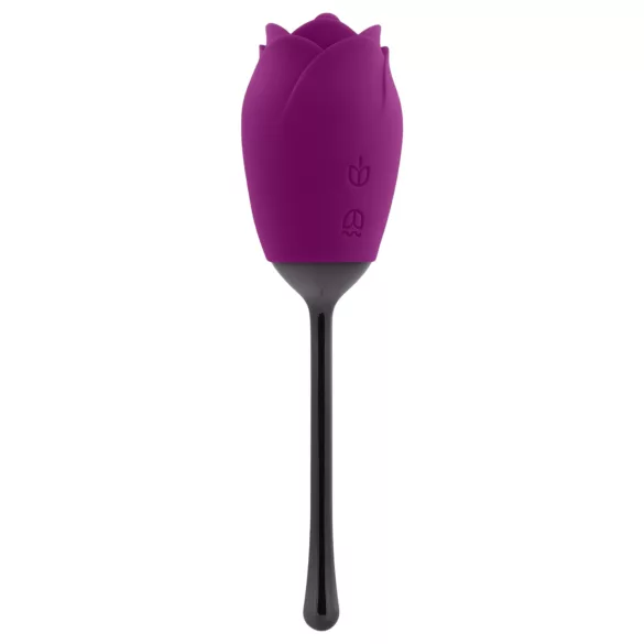Playboy - vodootporni vibrator s jezikom u obliku ruže na punjenje (ljubičasti)