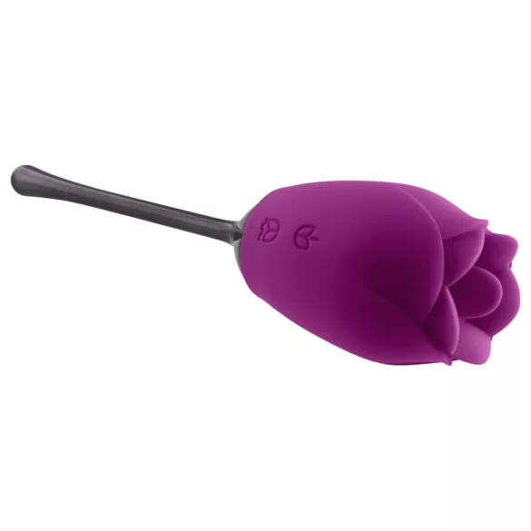 Playboy - vodootporni vibrator s jezikom u obliku ruže na punjenje (ljubičasti)