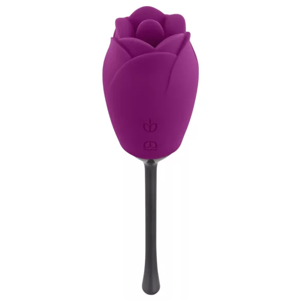 Playboy - vodootporni vibrator s jezikom u obliku ruže na punjenje (ljubičasti)