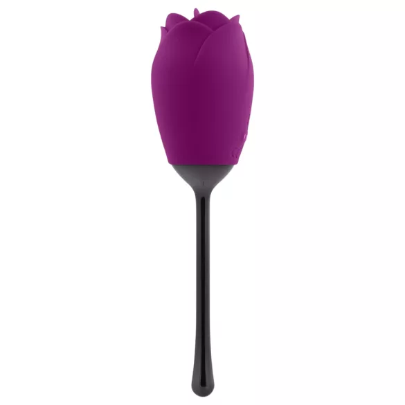 Playboy - vodootporni vibrator s jezikom u obliku ruže na punjenje (ljubičasti)