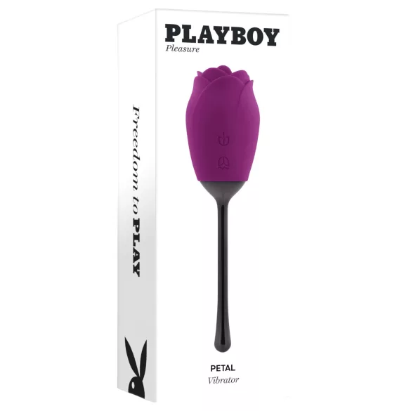 Playboy - vodootporni vibrator s jezikom u obliku ruže na punjenje (ljubičasti)