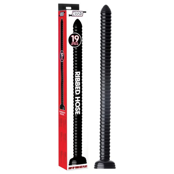 HOSED Rebrasto Crevo 19 - analni dildo sa vakuum postoljem (crni)