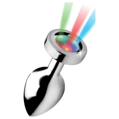 Booty Sparks - svetleći analni čep - srednji (srebrni)