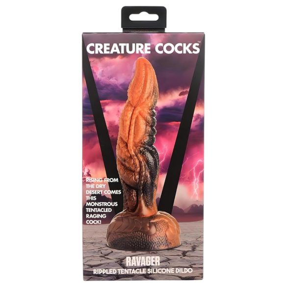 "Creature Cocks Ravager - teksturirani silikonski dildo - 20cm (narandžasti)"