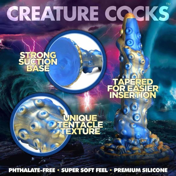 Creature Cocks Kraken - spiralni dildo od pipaka - 21 cm (zlatno-plavi)