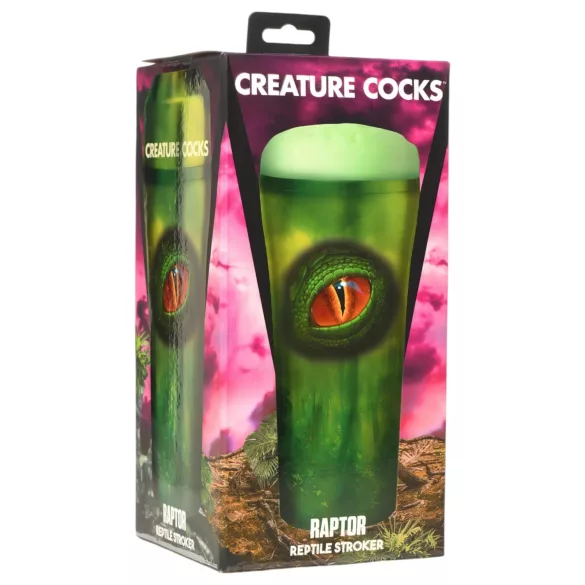 Creature Cocks Raptor - veštačka vagina reptila u futroli (crno‑zelena)