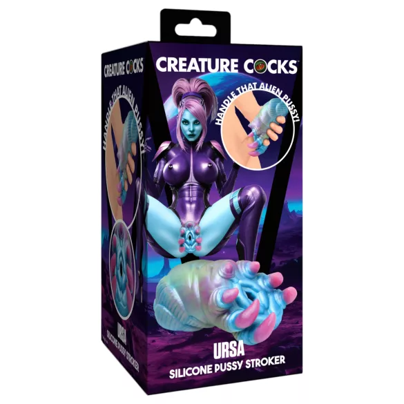 Creature Cocks Ursa - силиконска вештачка вагина (плава-розе)