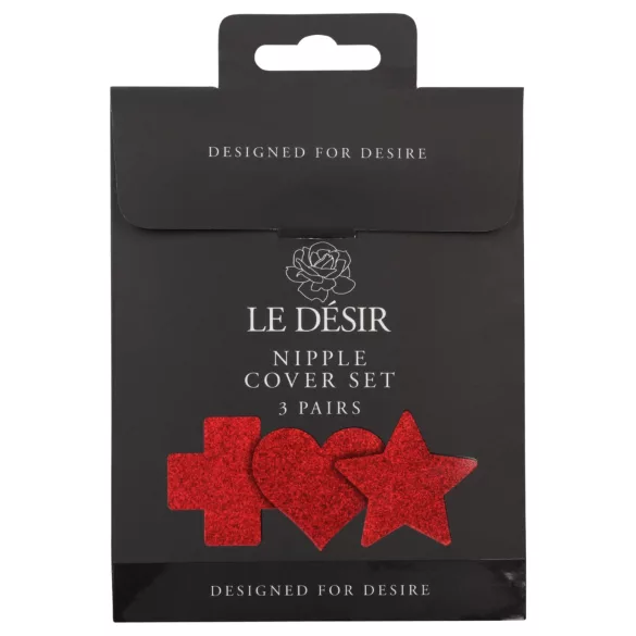 Le Désir - set ukrasnih nalepnica za bradavice - 3 para (crvene)
