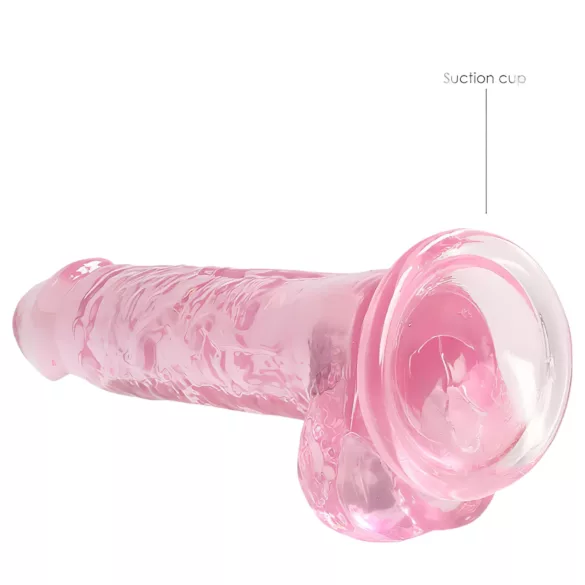 REALROCK - prozirni realistični dildo - roze (17cm)