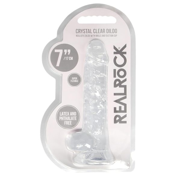 REALROCK - providljivi realistični dildo - prozirni (17cm)