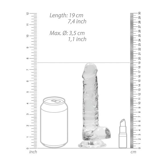 REALROCK - providljivi realistični dildo - prozirni (17cm)