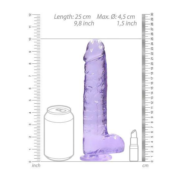 REALROCK - prozirni realistični dildo - ljubičasti (22 cm)