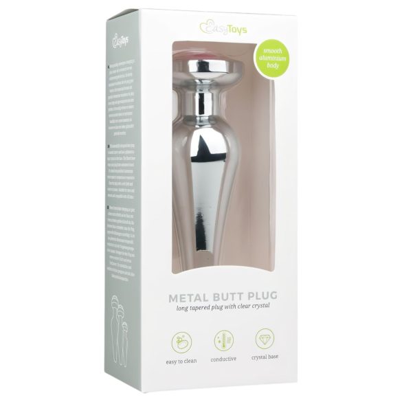 Easytoys Metal No.11 - analni plug sa roze kamenom - srebro (3,5 cm)