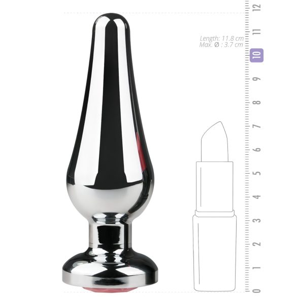 Easytoys Metal No.11 - analni plug sa roze kamenom - srebro (3,5 cm)