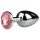 EasyToys Metal No.1 - analni čep u obliku kupole sa roze kamenom (srebrni, 2,7 cm)