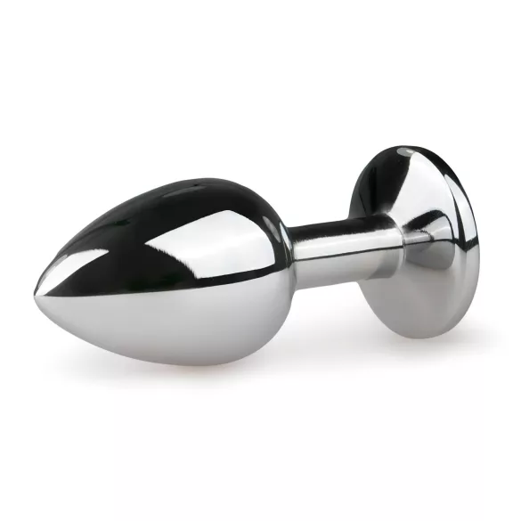 EasyToys Metal No.1 - analni čep u obliku kupole sa roze kamenom (srebrni, 2,7 cm)