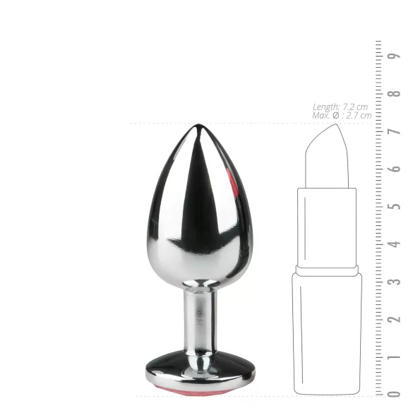 EasyToys Metal No.1 - analni čep u obliku kupole sa roze kamenom (srebrni, 2,7 cm)