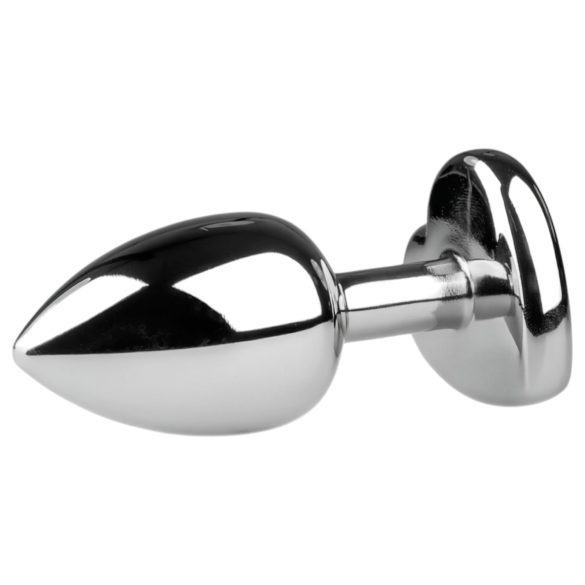 Easytoys Metal No.2 – analni čep sa srcolikim kamenom (srebrno-beli)
