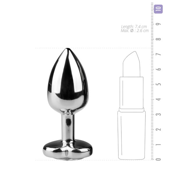 Easytoys Metal No.2 – analni čep sa srcolikim kamenom (srebrno-beli)