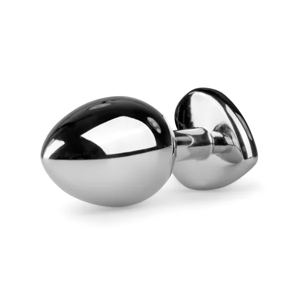 Easytoys Metal No.7 - analni čep sa srcem i belim kamenom - srebrni