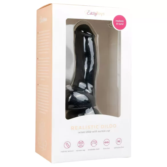 Easytoys - Dildo sa vakum bazom i testisima (15cm) - crni