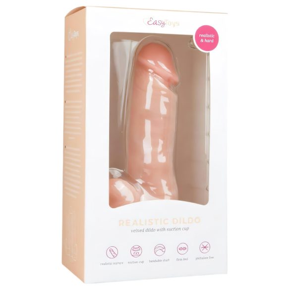 Easytoys - Dildo sa testisima i vakum bazom (17,5 cm) - prirodna boja