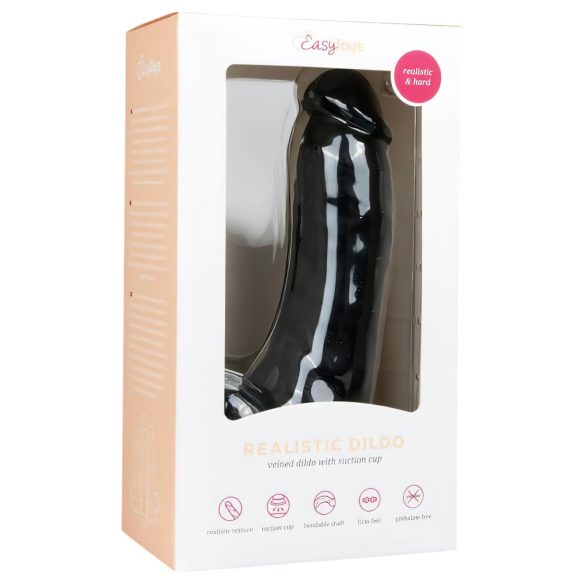 Easytoys - Dildo sa vakuum bazom i testisima (20cm) - crna